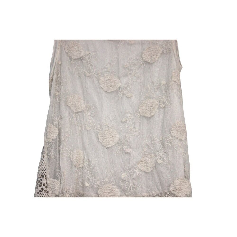 Ali Miles Tunic Blouse Size Small Ivory Floral Sheer Lace Beach Boho Lagenlook - Picture 3 of 10